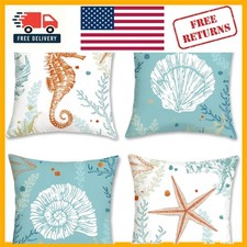 Elegant 18x18 Inch Coastal Decorative Pillow Covers - Set of 4 Velvet Luxury