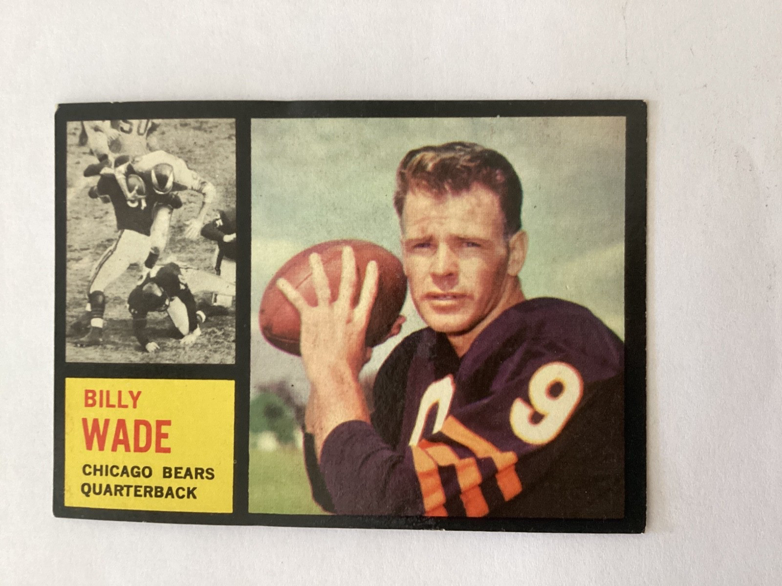 1962 Topps #013 Billy Wade Chicago Bears Football Card SP
