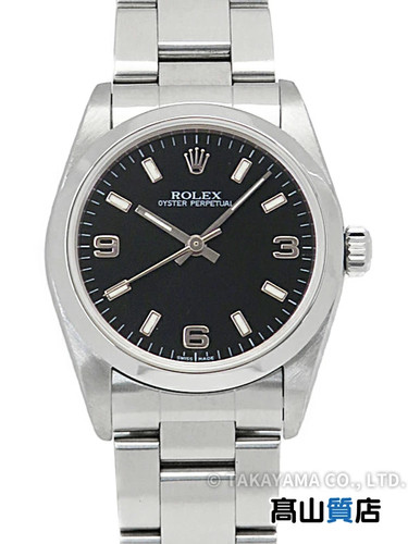 ROLEX Oyster Perpetual 77080 30mm Black Dial Stainless Steel S...