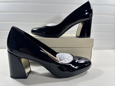 #ad Women#x27;s 11 Anne Klein Guardian leather dress pump black block heels $22.49