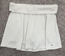 Women s alo Yoga Doubles Skirt Trendy Roll Fold Over Waist Band Cream Size M