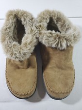 Magellan Women's Faux Fur Lining  Collar Booties, Slippers, Size 8
