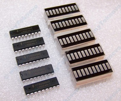 5x Driver LM3914 & 5x TriColor Fixed LED Bargraph BLACK for Audio VU Meter Array
