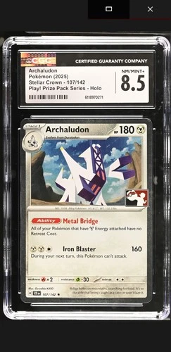 Archaludon 107/142 2025 Stellar Crown - Play! Prize Pack Series Holo CGC 8.5