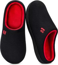 Men's Two Tone Memory Foam Slippers Slip On Indoor Outdoor Non Slip House Shoes