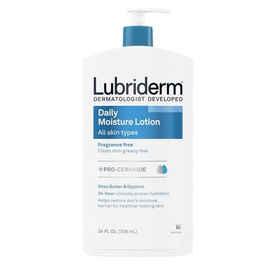 Lubriderm Fragrance Free Daily Moisture Lotion for Sensitive Skin, 24 oz