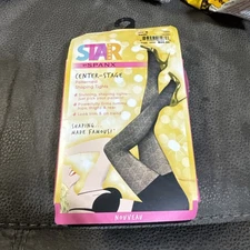 Star Power by SPANX Center Stage Patterned Shaping Tights Black NEW Size B