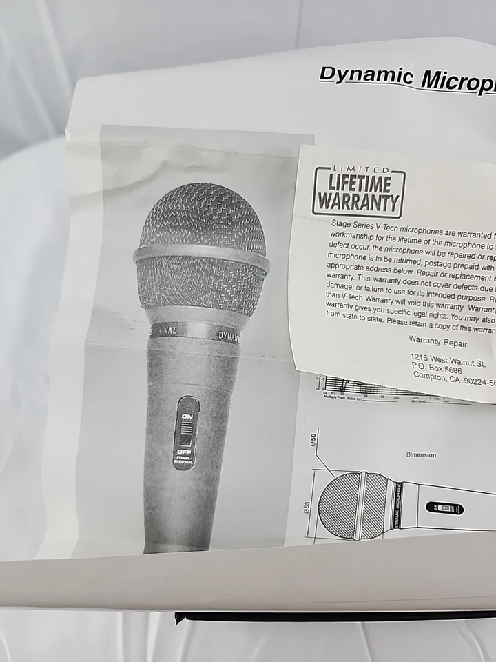 Микрофон динамический V-Tech VT-1030 однонаправленный - Изображение 4 из 4