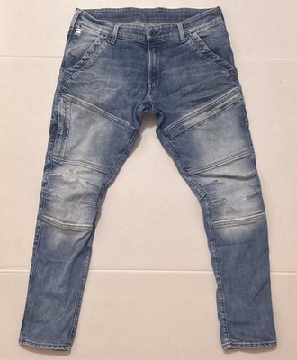 G Star Raw Rackam 3D Skinny Jeans Mens 36x30 Blue Denim Mid Rise Stretch Zip Fly