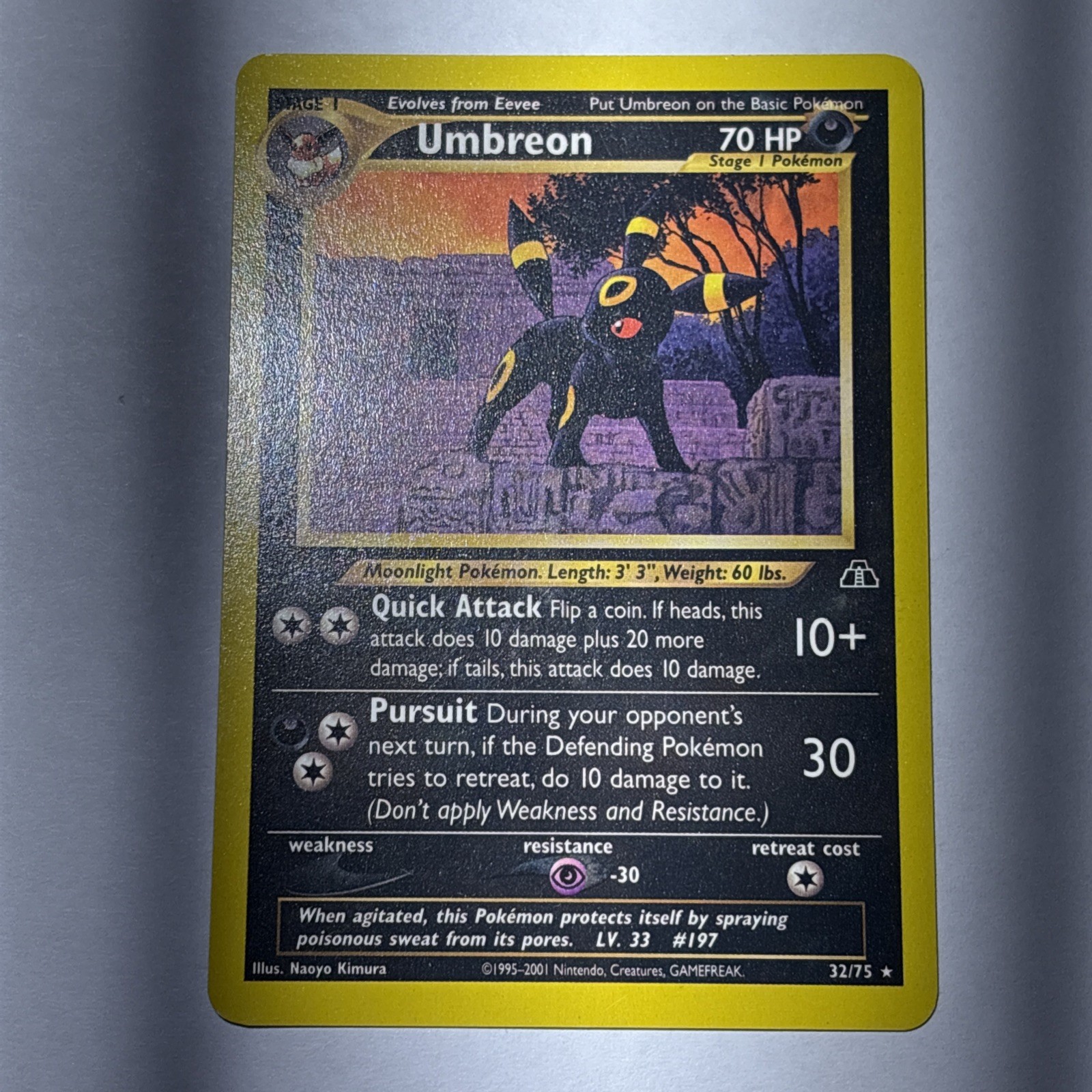 UMBREON  RARE POKEMON NEO DISCOVERY 32/75 NEAR MINT VINTAGE 2001