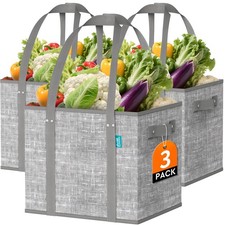 Reusable Grocery Bags Large Foldable Shopping Tote Bags with Reinforced Handl...