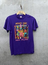 Vintage 90s New Orleans Mardi Gras Shirt Medium Made In USA Single Stitched