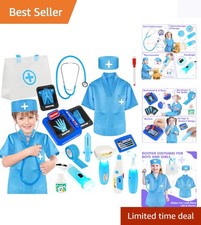 Doctor Kit for Kids, 17 Pcs Medical Play Set with Bag and Dress Up Costume...