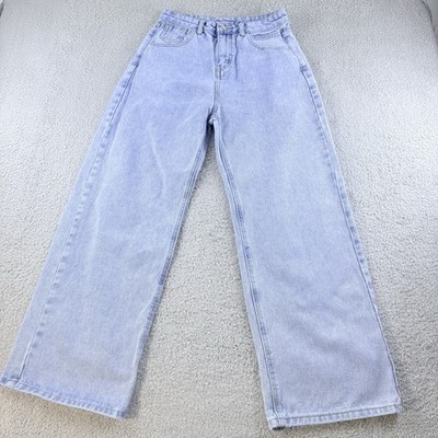 Wide Leg Jeans Womens M Light Wash High Rise Y2K Baggy Skater Denim