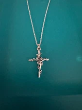 20 inch 925 Sterling Silver cable chain with cross pendant 10% to charity