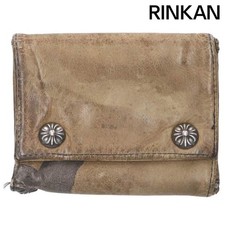 Chrome Hearts 3Fold 3 Fold Cross Button Leather Wallet Purse Men's 12 28-1 Used