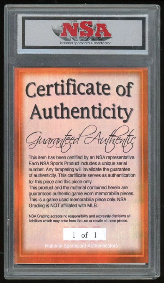 Albert Pujols 2001 1/1 NSA JUEGO USADO JERSEY PARCHE BATE RC 1/1 Cardenales de San Luis Foto 2 de 2