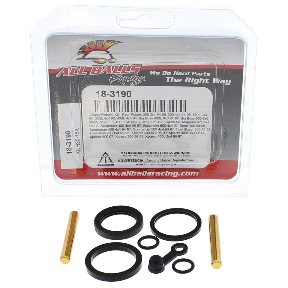 New All Balls Rear Caliper Rebuild Kit 18-3190 for Polaris 400 L 4x4 94 - Image 3 of 4
