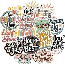 80PCS Boho Motivational Stickers - 5 Sheets Aesthetic Vinyl Multicolor 