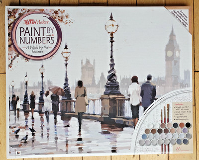 Malen nach Zahlen ''Walk by The Thames'' London vom Kunstmacher, Set inkl. Leinwand, Malen