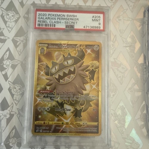 2020 POKEMON SWORD & SHIELD REBEL CLASH #205 FULL ART/GALARIAN PERRSERKER PSA 9
