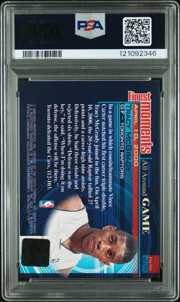 2000-01 Topps Finest Moments Tracy McGrady #FM-TM Refractor AUTO PSA 9 Auto 10 - Image 2 of 2