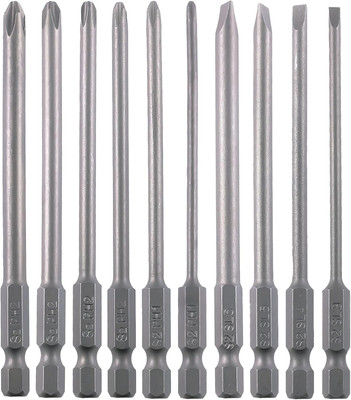 Long Screwdriver Bit Set Slotted SL3 SL4 SL5 SL6 Phillips PH1 PH2 10PCS 1/4 Inch