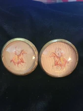 Bridle Rosette's Mounted Shooting Cowboy  2 in brass and glass