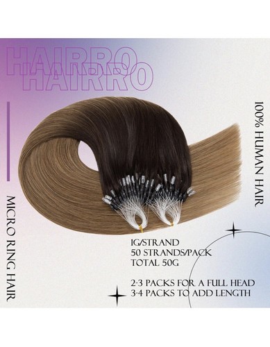Microlink Hair Extensions Human Hair Micro Loop Bead In Hair Ombre 18” 50 Strand - Picture 2 of 6