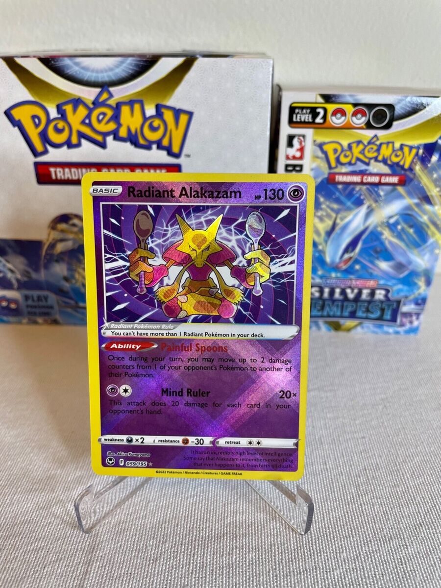 Radiant Alakazam 059/195 Holo Rare Silver Tempest SWSH12 Pokemon English NM