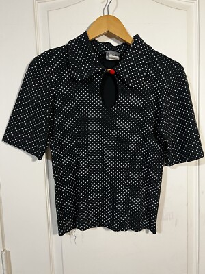 Blest Polka Dot Keyhole Blouse Size Large