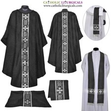 NUEVO NEGRO Casulla Gótica y Conjunto de Baja Masa, Vestimenta Gótica, Casulla Blanca