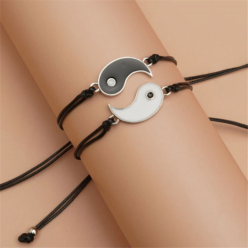 Best Friends Lovers Bracelet Wristband Braided Hand Rope Yin Yang