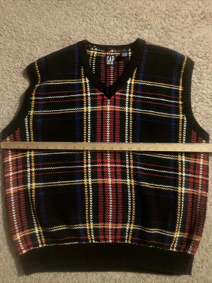 Vintage Gap Plaid Tartan Sweater Vest Size Large VGC 100% Cotton - Image 4 of 4