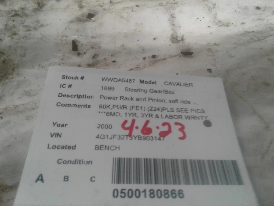 Used Rack and Pinion Assembly fits: 2000 Chevrolet Cavalier Power Rack and Pinio - Image 4 of 4