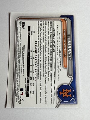 2024 1st Bowman Draft Chrome Eli Serrano Purple Refractor Auto 129 