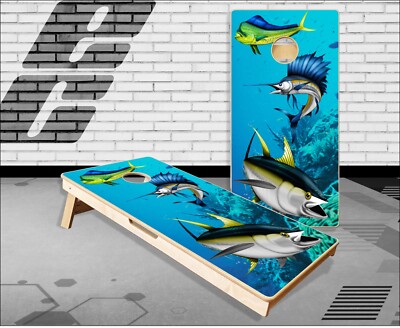 3 Fish underwater Cornhole Boards Bean Bag Toss Game