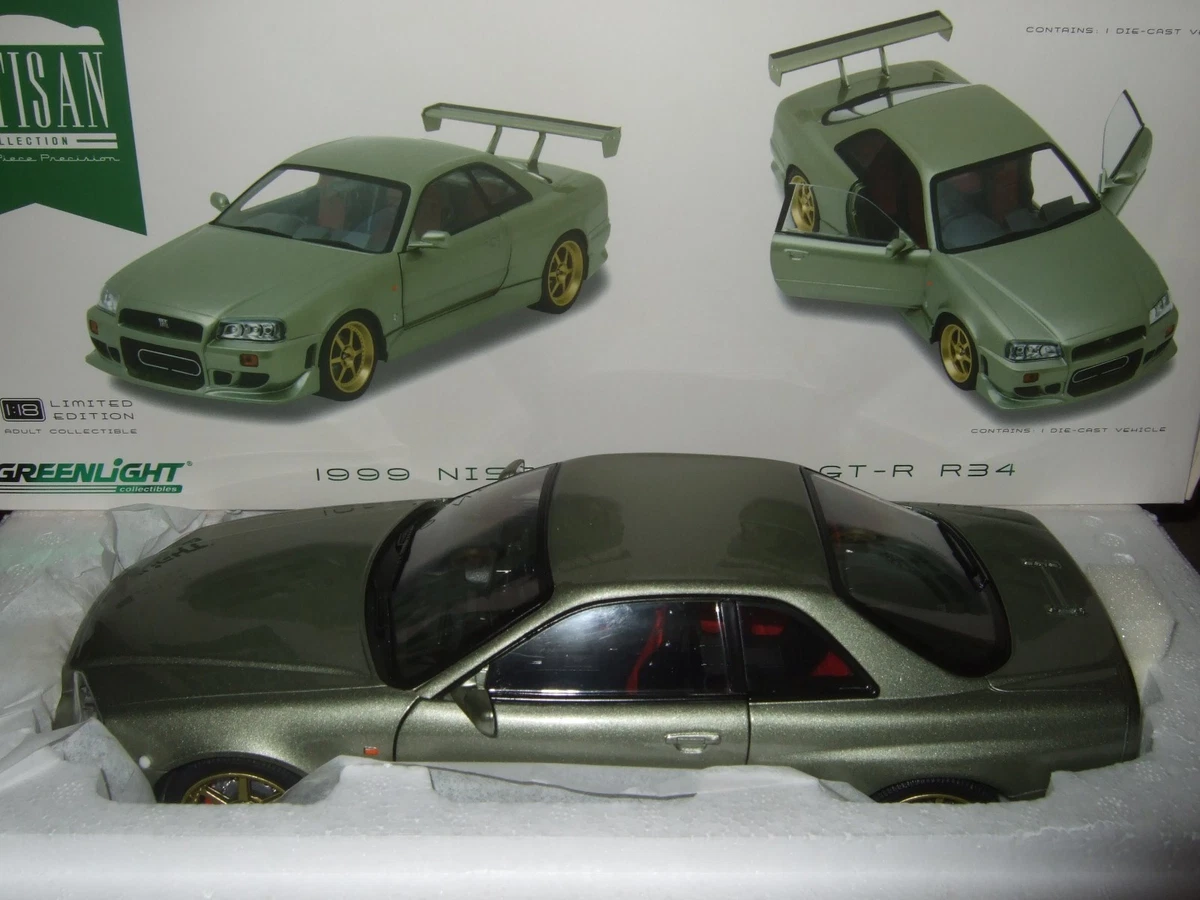 NISSAN SKYLINE GT-R R34 jade grün 1999 von GREENLIGHT 1:18 NEU 