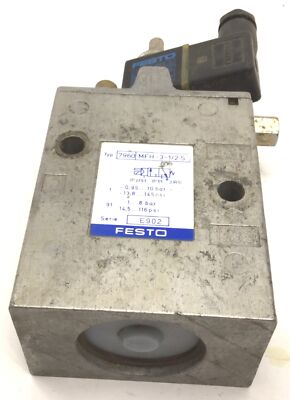 Festo MFH-3-1/2 S Pneumatic Solenoid Valve, Normally Closed, 1/2 NPT 
