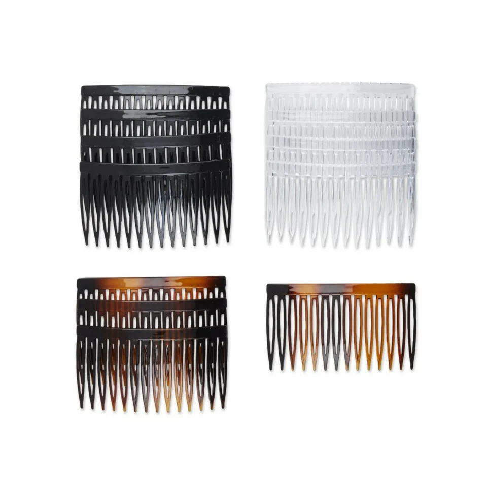 Scunci Plastic Side Hair Combs, Black, Clear, and Tortoise Shell, 12 Ct - Image 2 of 4
