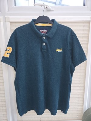 Mens XXXXL 4XL Superdry Green / Blue Polo Shirt. Chest Logo. Good Clean Cond