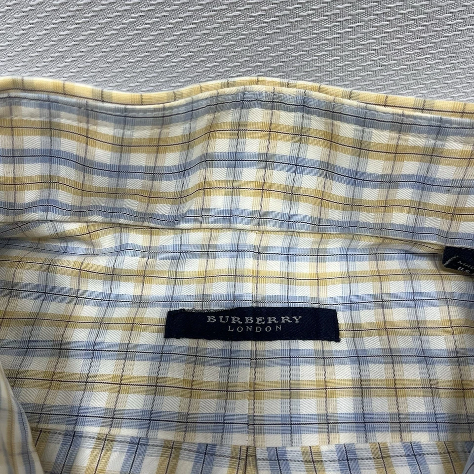 Burberry London Men’s Business Dress Shirt 16.5 R Made In USA Button Up Plaid - Image 3 of 4