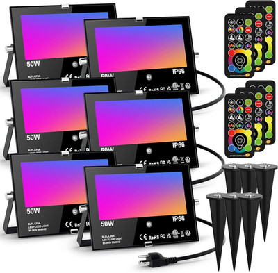 LED Flood Light Outdoor 500W Equivalent Color Changing Landscape Lighting, Timin