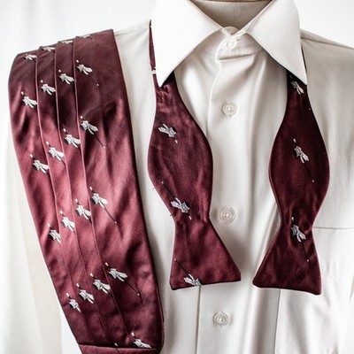 ROBERT TALBOTT Burgundy Silver Gray Woven Glove Hat Silk Cummerbund Assorted Set