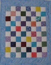 Finished Quilt "Lt Blue 1" PIECED Baby, Wall, Table, Lap 25X32" USA Homemade