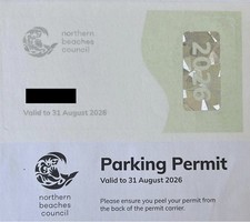 Northern Beaches Parking Permit Sticker Stickers 2026 ( more available)