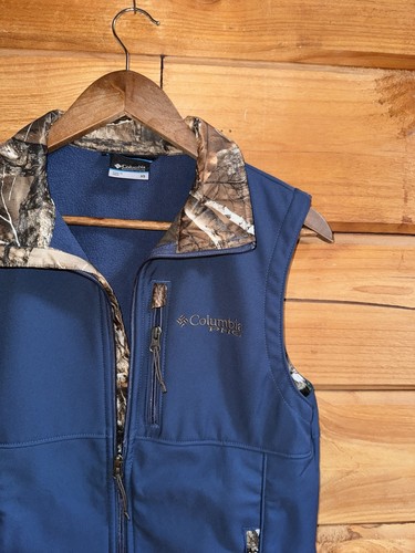 Columbia PHG Ascender Realtree Softshell Vest Camo Blue Hunting Gear XS NWT $70 - Picture 2 of 12