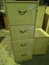 Tall Wooden 4 Drawer Filing Cabinet - No Keys