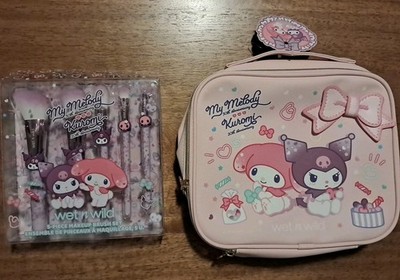 Wet n Wild My Melody Kuromi  Sanrio Pink Makeup Cosmetic Bag w/ Brush Set