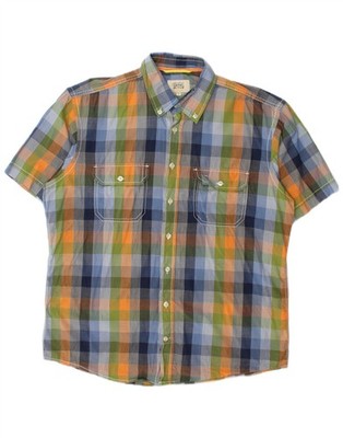 Camel Active Mens Short Sleeve Shirt Large Multicoloured Check Cotton BP02